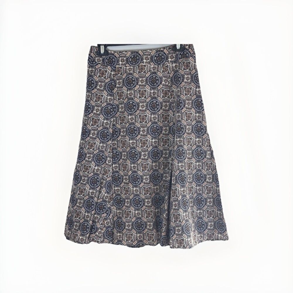 Geoffrey Beene Sport Women's Skirt Size 6 Brown Blue Medallion Geometric Cotton